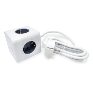 Удлинитель Cube Extended 4 Euro 16A, 3 USB 2A+C с блоком 5В/3.0А, кабель 1,5м RocketSocket, цвет бел